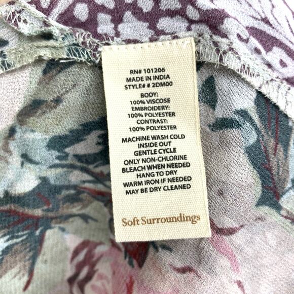 Soft Surroundings Georgette Blouse Open Front Womens Sz S Floral Semi Sheer - Picture 3 of 6